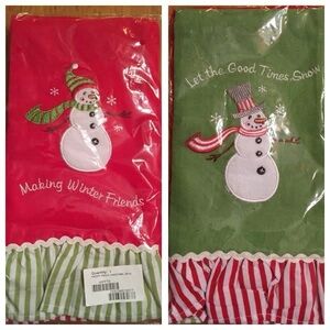 Set of 2 Embroidered Snowman Kitchen Towels